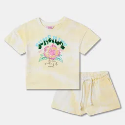 R&B Girls Floral Printed Pure Cotton T-shirt With Shorts-picture-29