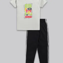 Todd N Teen Boys Typographic Printed Pure Cotton T-shirt with Trousers-picture-39