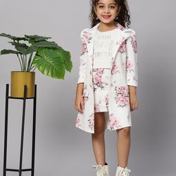 Macwin Girls Floral Printed T-shirt & Skirt With Jacket-picture-3