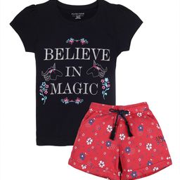 PLUM TREE Girls Printed Pure Cotton T-shirt with Shorts-picture-0