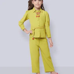 Peppermint Girls Shirt Collar Puff Sleeve Shirt with Trousers-picture-30