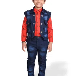 KIDZAREA Boys Printed Shirt With Trousers And Waistcoat-picture-20