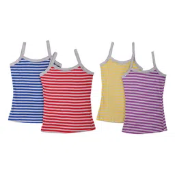SMARTERKIDS Girls Set Of 4 Striped Pure Cotton Camisoles-picture-45