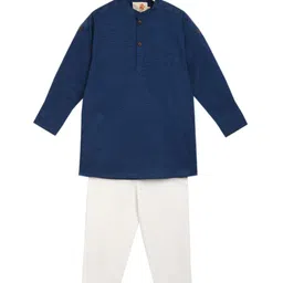 charkhee Boys Blue Pure Cotton Kurta with Trousers-picture-30