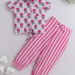 The Magic Wand Girls Printed Cotton Shirt with Pyjamas-picture-19