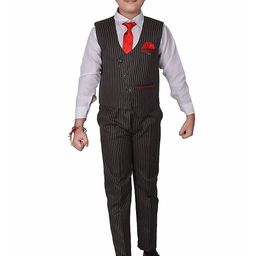 Pro-Ethic STYLE DEVELOPER Boys Black & White Striped Single-Breasted Pure Cotton 3 Pc Suit-picture-39