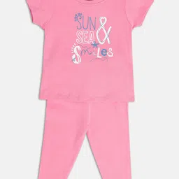 MINI KLUB Infants Girls Pack OF 2 Graphic Printed Pure Cotton T-shirt & Trousers-picture-33