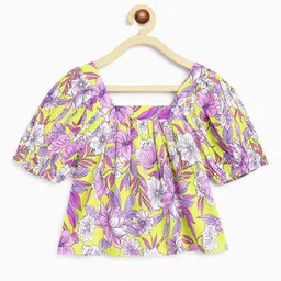 Campana Girls Printed Square Neck Top with Trousers image 2