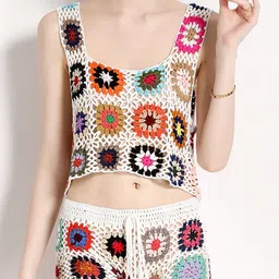 JC Collection Crochet Top with Shorts image 2