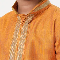 Ramraj Boys Mandarin Collar Thread Work Straight Kurta With Dhoti image 4