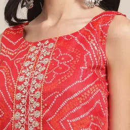 Varanga Women Red & Off White Printed Empire Kurti with Salwar image 4