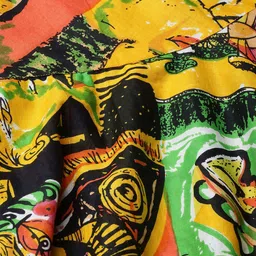 Pannkh Black & Yellow Embroidered Crop Top With Picasso Printed Skirt image 5