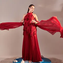 ONE KNOT ONE Asymmetric Tunic With Flared Sharara Set image 2