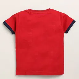 Toonyport Unisex Kids Red & Navy Blue Printed T-shirt with Shorts image 5