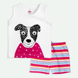 ariel Kids Printed Sleeveless Pure Cotton T-shirt with Shorts image 4