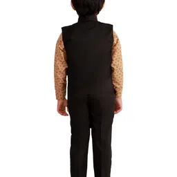 FOURFOLDS Boys Black & Gold-Toned 3-Piece Suit image 3