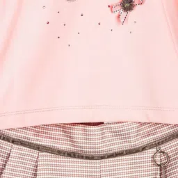 Peppermint Girls Peach-Coloured & Brown Embellished Top with Palazzos image 3