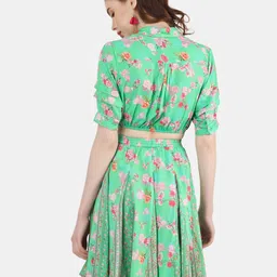 Sukshat Floral Printed Shirt Collar Crop Top With Skirt image 5