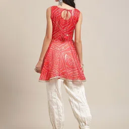 Varanga Women Red & Off White Printed Empire Kurti with Salwar image 5