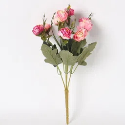 casacraft from pepperfry Pink Fabric Stunning Rose Flower Bunch Artificial Flowers image 2