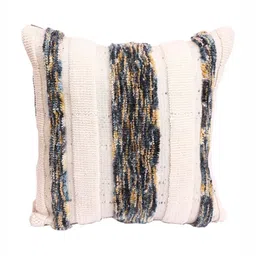 Myntra Elegant Homes Cream-Coloured & Green Set of 2 Striped Woollen Square Cushion Covers image 4