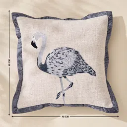 Home Centre Beige & Grey Embroidered Square Cushion Covers image 3