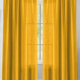 HOMEMONDE Mustard Yellow 2 Pieces Sheer Rod Pocket Cotton Long Door Curtains-image-28
