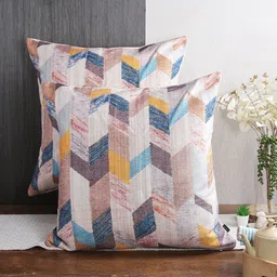 Soumya Grey & White 2 Pieces Geometric Square Cushion Covers-picture-25