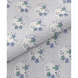 patricko Blue Floral 600 TC Cotton Double King Sized Bedsheet With 2 Pillow Covers image 5