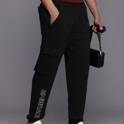 HRX by Hrithik Roshan Typography Printed Anti Odour Cargo Joggers image 1