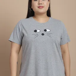 Rute Women Typography Printed Drop-Shoulder Sleeves Applique T-shirt image 1