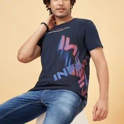 SF JEANS by Pantaloons Men Printed Round Neck Cotton Slim Fit Tshirt image 4