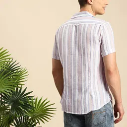 Mast & Harbour Men Slim Fit Vertical Striped Cuban Collar Casual Shirt image 4