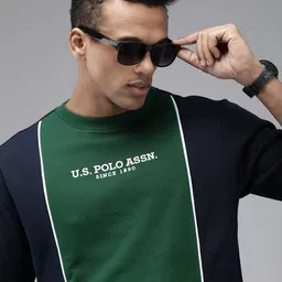 U.S. Polo Assn. Brand Logo Embroidered Colourblocked Sweatshirt image 1