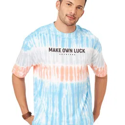 ZU Tie and Dye Typography Printed Oversized Cotton T-shirt-picture-29