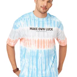 ZU Tie and Dye Typography Printed Oversized Cotton T-shirt-image-16