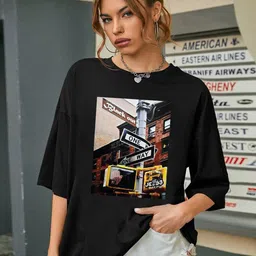 CHKOKKO Oversized Graphic Printed Drop-Shoulder Sleeves Cotton T-shirt image 1