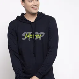 Friskers Men Navy Blue & Fluorescent Green Typography Printed T-shirt-picture-20