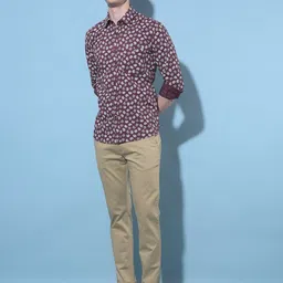 Crimsoune Club Classic Slim Fit Floral Cotton Printed Casual Shirt-picture-23
