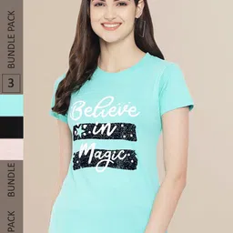 Fabflee Pack Of 3 Printed Cotton T-shirt image 1