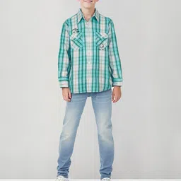 Gini and Jony Boys Blue Checked Shirt-picture-17