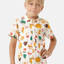 KATE & OSCAR Boys Smart Conversational Printed Cotton Casual Shirt-picture-39