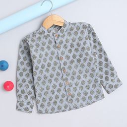 The Magic Wand Boys Ethnic Motifs Printed Band CollarShirt-picture-11