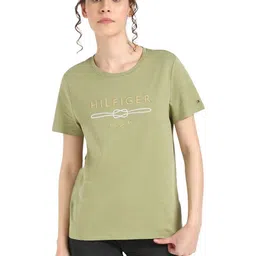 Tommy Hilfiger Women Solid Round Neck Cotton T-shirt-image-38
