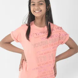 Crimsoune Club Girls Typography Printed Extended Sleeves Casual Cotton T-shirt-image-46
