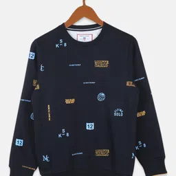 Monte Carlo Boys Navy Blue Printed Cotton Sweatshirt-picture-34