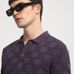 THE BEAR HOUSE Men Self Design Polo Collar T-shirt image 1