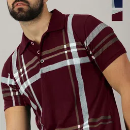 AUSK Men 2 Printed Polo Collar Pockets T-shirt-image-40