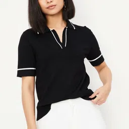 max Women Solid Polo Collar T-shirt-picture-29