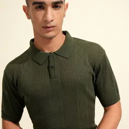 Highlander Men Knitted Textured Polo Collar T-shirt-picture-25